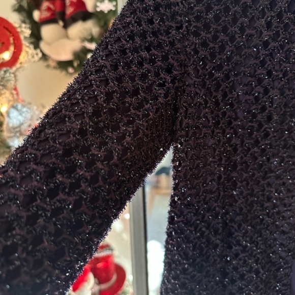 Andrea Polizzi Women Shimmery‎ Cardigan M Purple Open Front Metallic Knit Jacket - Picture 9 of 9